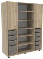 Flex-kast 4B hoog B138xD50xH180cm 1 ladenmodules Grey Craft oak Tangara Groothandel voor kinderrdagverblijf inrichting